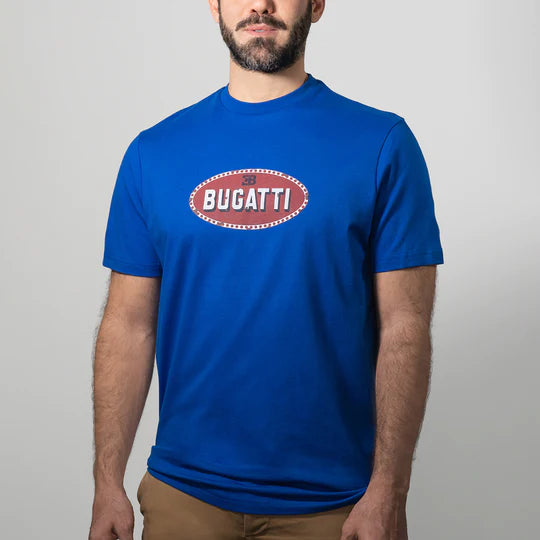 T-shirt Blue with vintage logo – Bugatti Houston Boutique